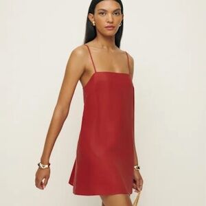 Reformation Aubree Linen Dress Red - Size S